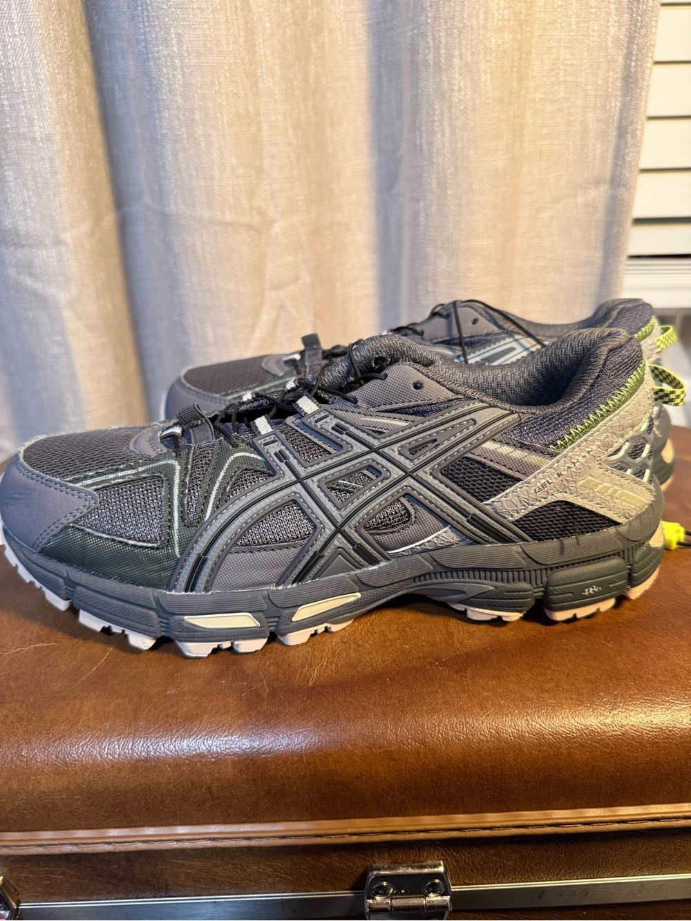 Asics Gray and Green Men's Athletic Trail Shoes